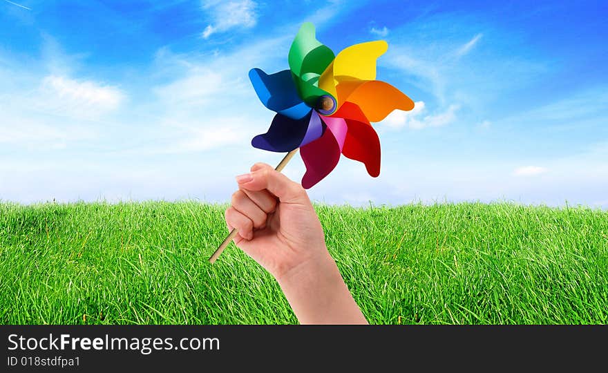 Colorful Pinwheels out in the meadow. Colorful Pinwheels out in the meadow.