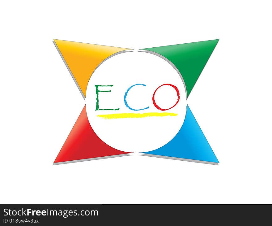 Colorful rounded eco sign on white background