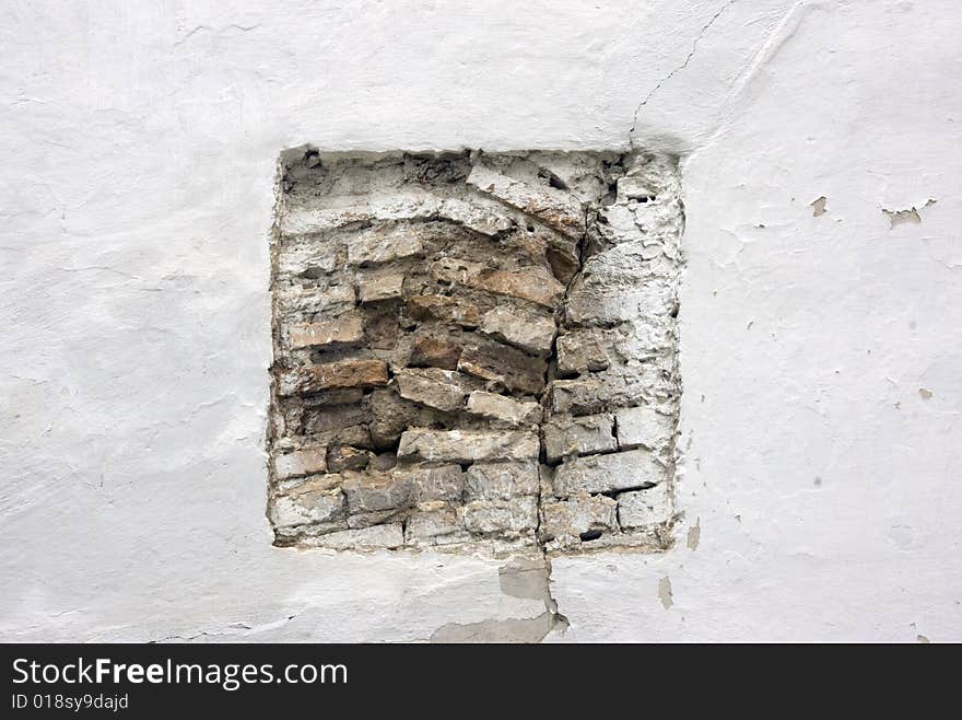 Bricks in a white wall. Bricks in a white wall.