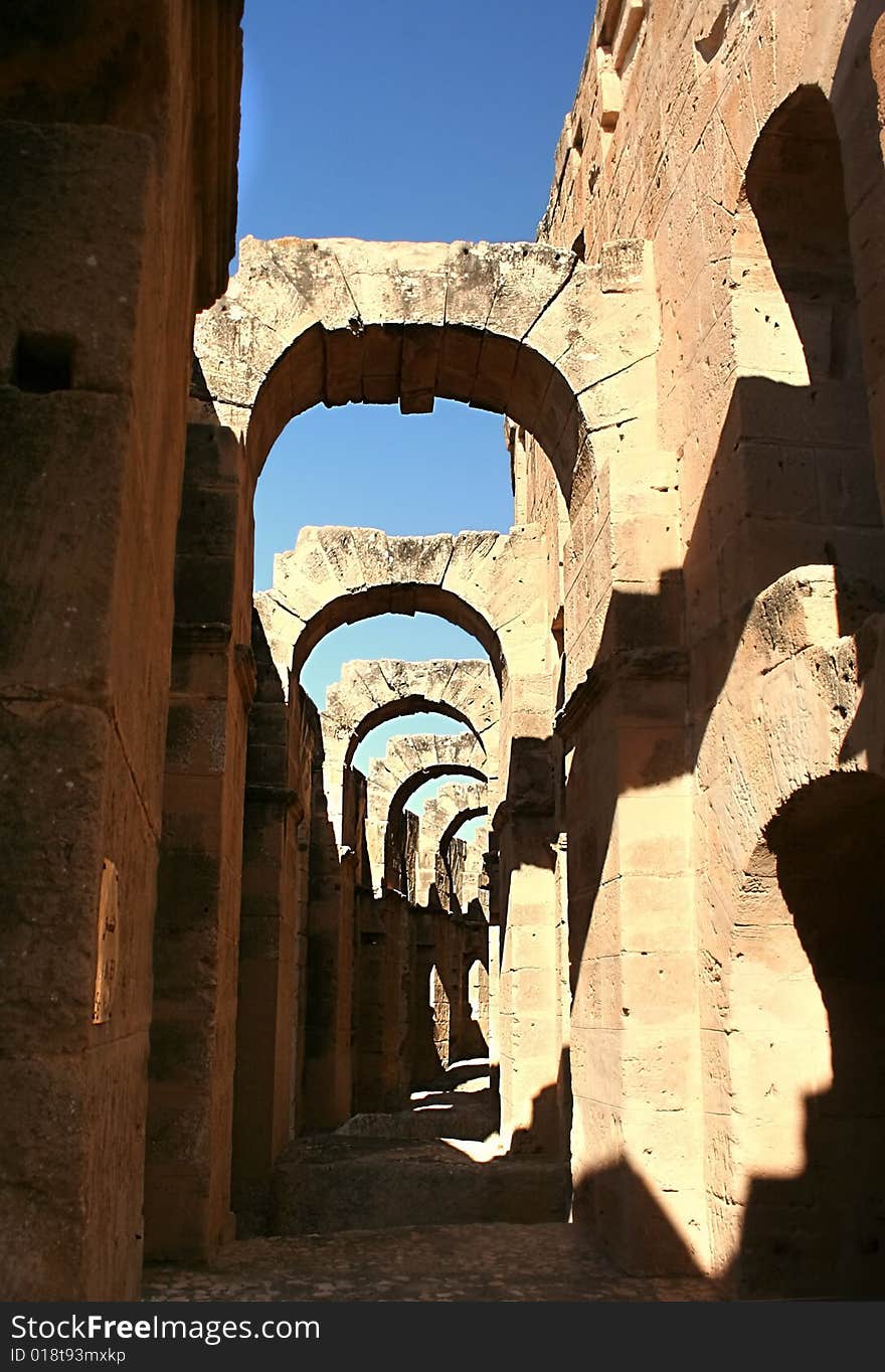 Arches of antique coliseum on the north of Tunisia. Arches of antique coliseum on the north of Tunisia