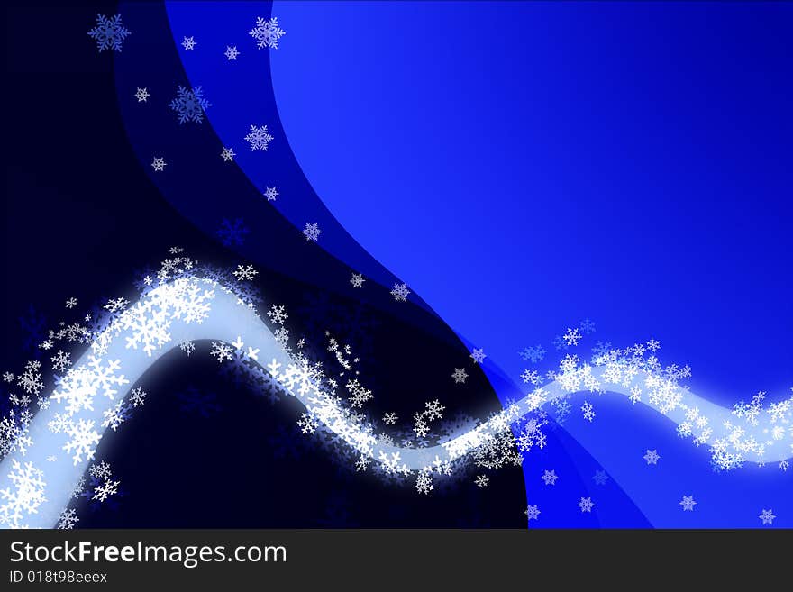 Christmas background with white snowflakes and blue shape. Christmas background with white snowflakes and blue shape.