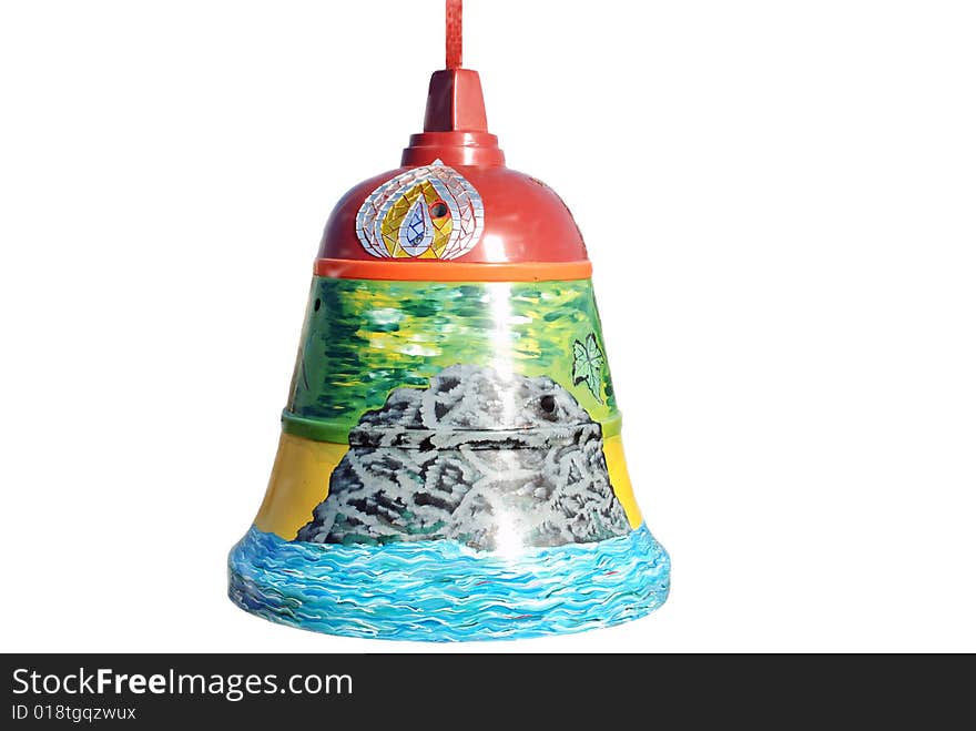 Colored Christmas bell against white background