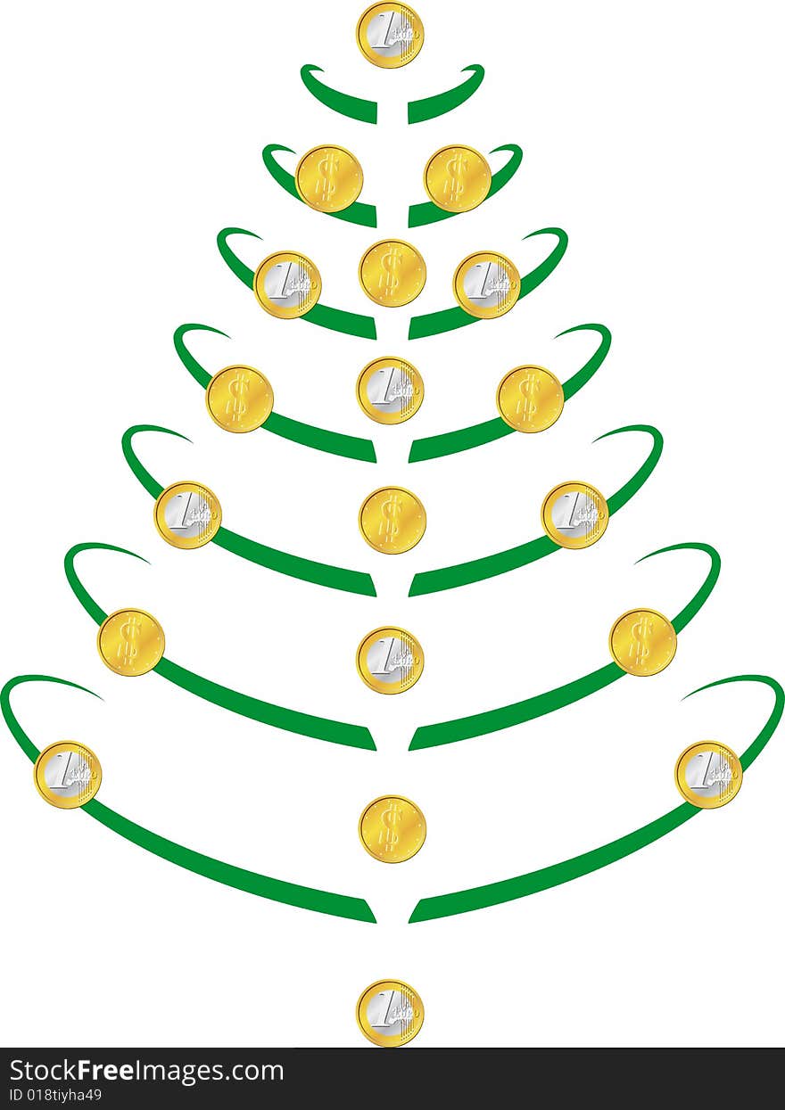 Christmas tree with coins