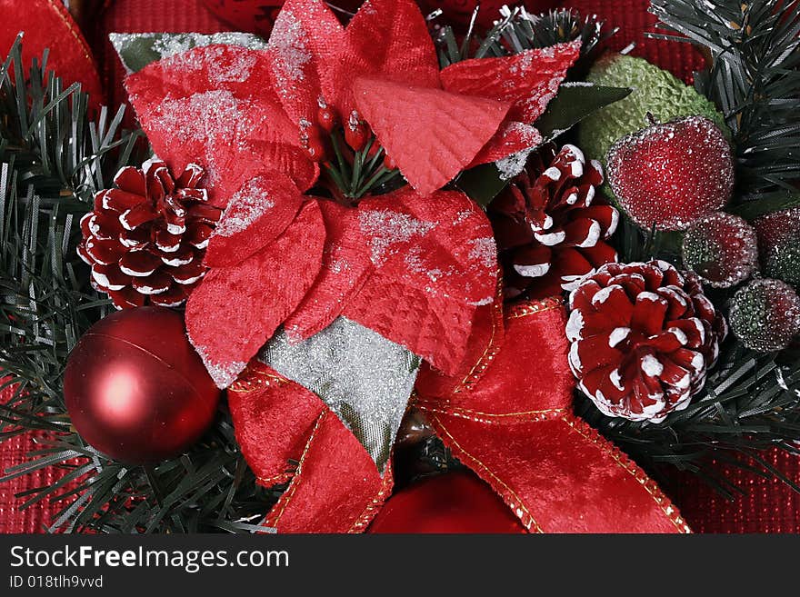 New year's decoration, red sphere and gall