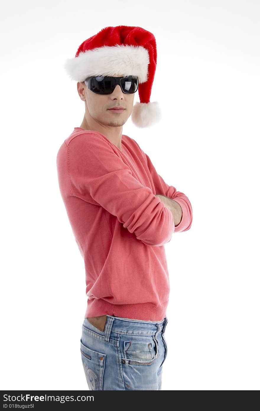 Handsome man with christmas hat