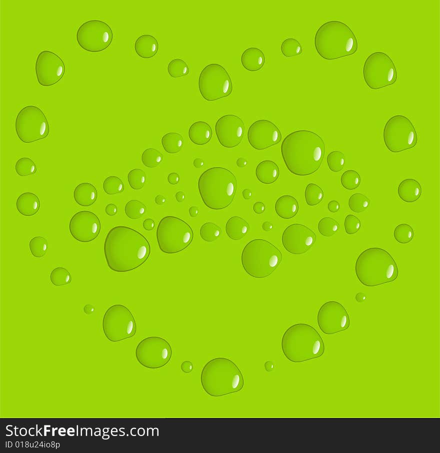 Green car in a heart made of water drops. illustration. Green car in a heart made of water drops. illustration