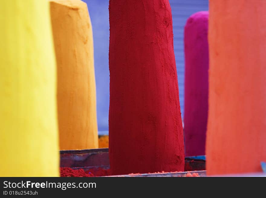 Colour paints on sale in Pushkar, India.