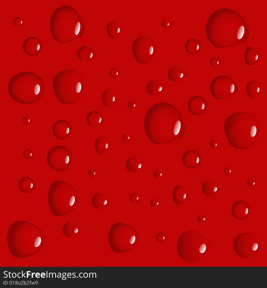 Background with red water drops. Background with red water drops