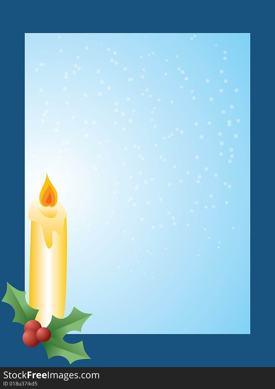 Illustration of a christmas card with candle. Illustration of a christmas card with candle