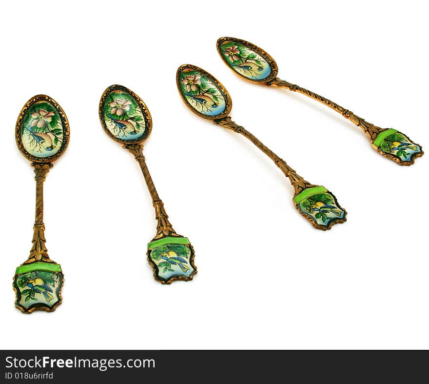 Set of golden spoons