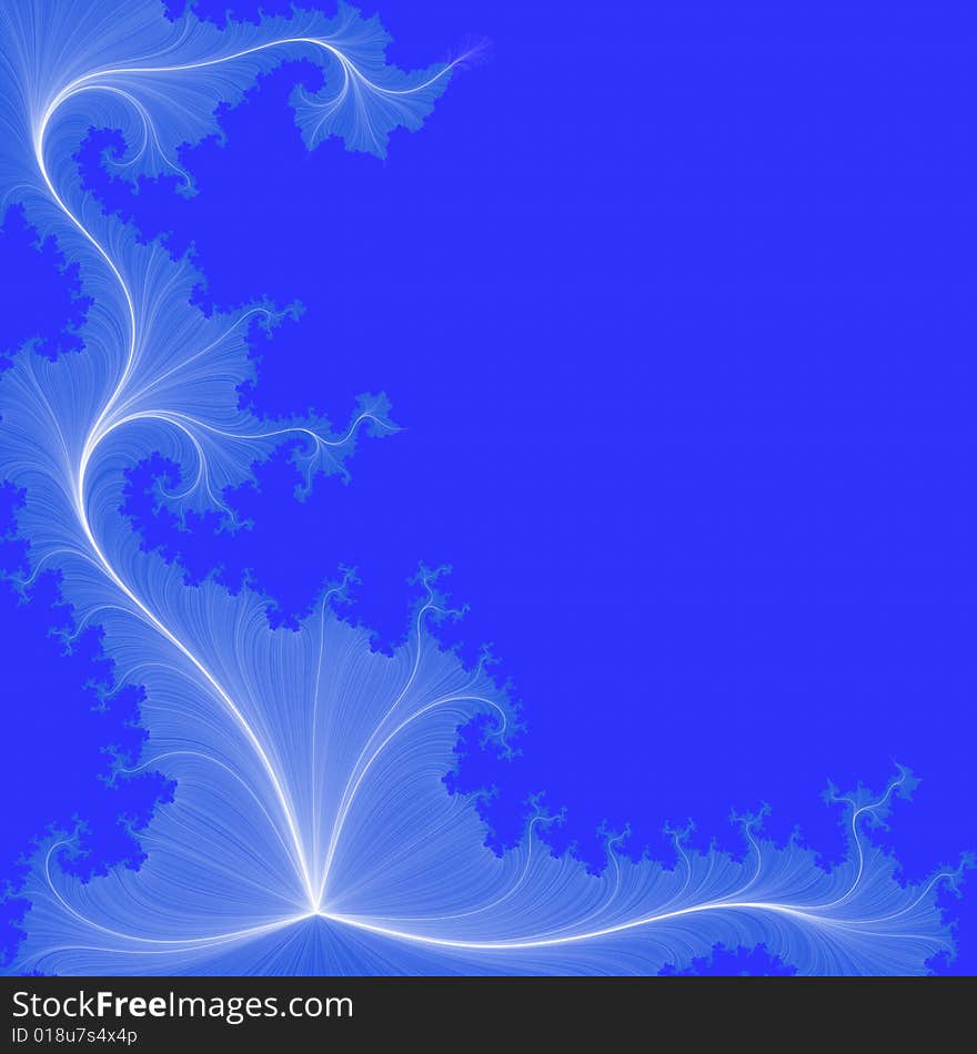 The elegant curves of the pattern of thin lines on a blue background. An abstract illustration. The elegant curves of the pattern of thin lines on a blue background. An abstract illustration.