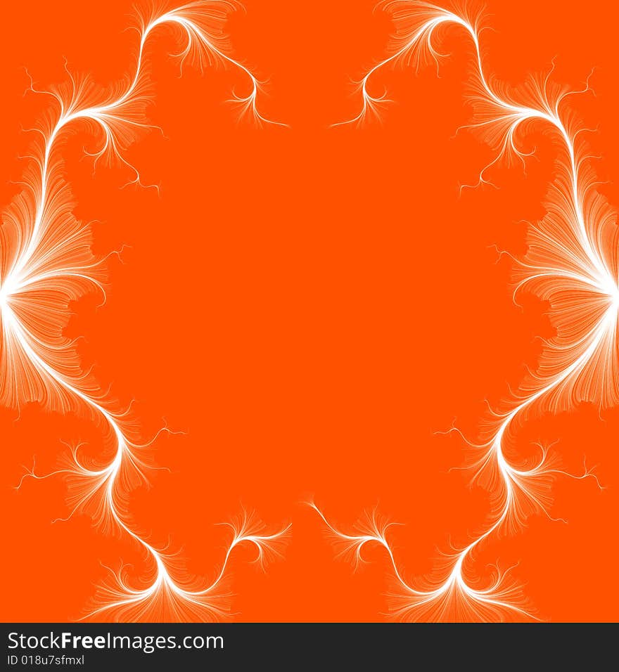 The elegant curves of the pattern of thin lines on an orange background, frame for text or images. The elegant curves of the pattern of thin lines on an orange background, frame for text or images.