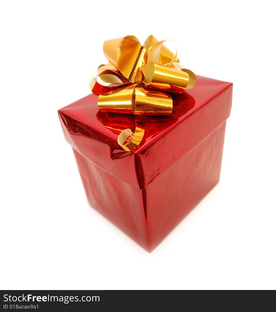 Gift box warped in red paper