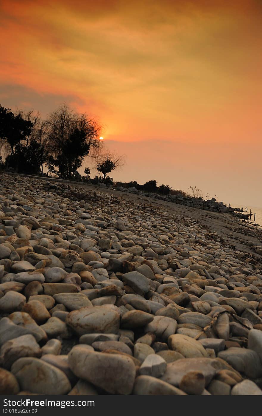 Peddle road in sunset