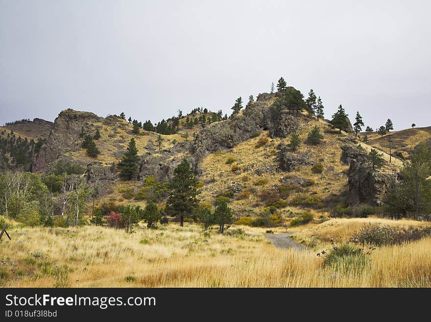 Charming low hills in a valley of the river Missouri in the USA. Charming low hills in a valley of the river Missouri in the USA