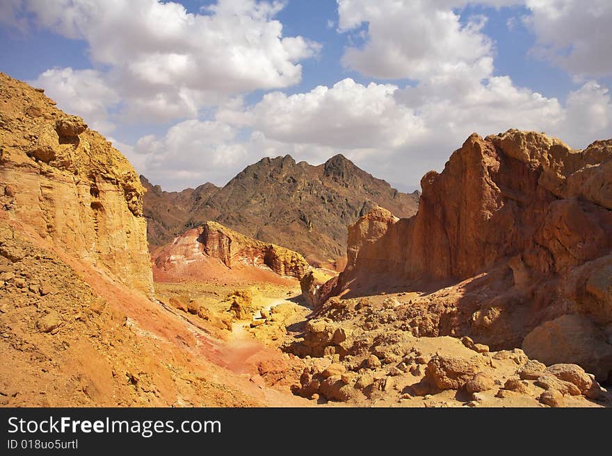 Road to stone desert Sinai in the south of Israel