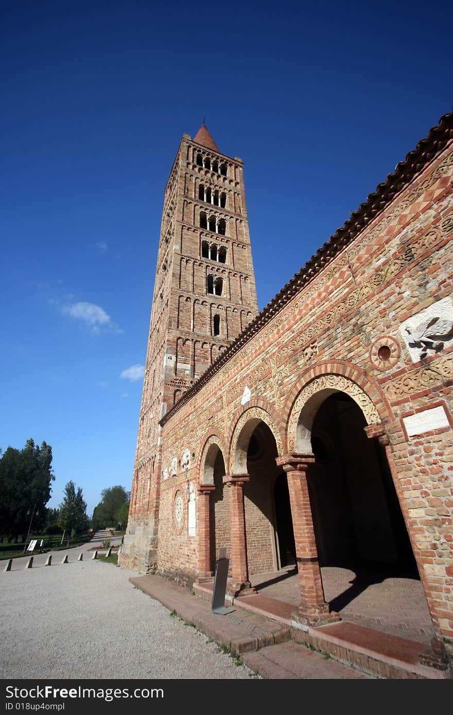 Pomposa Abbey with a beautiful blu sky. Pomposa Abbey with a beautiful blu sky