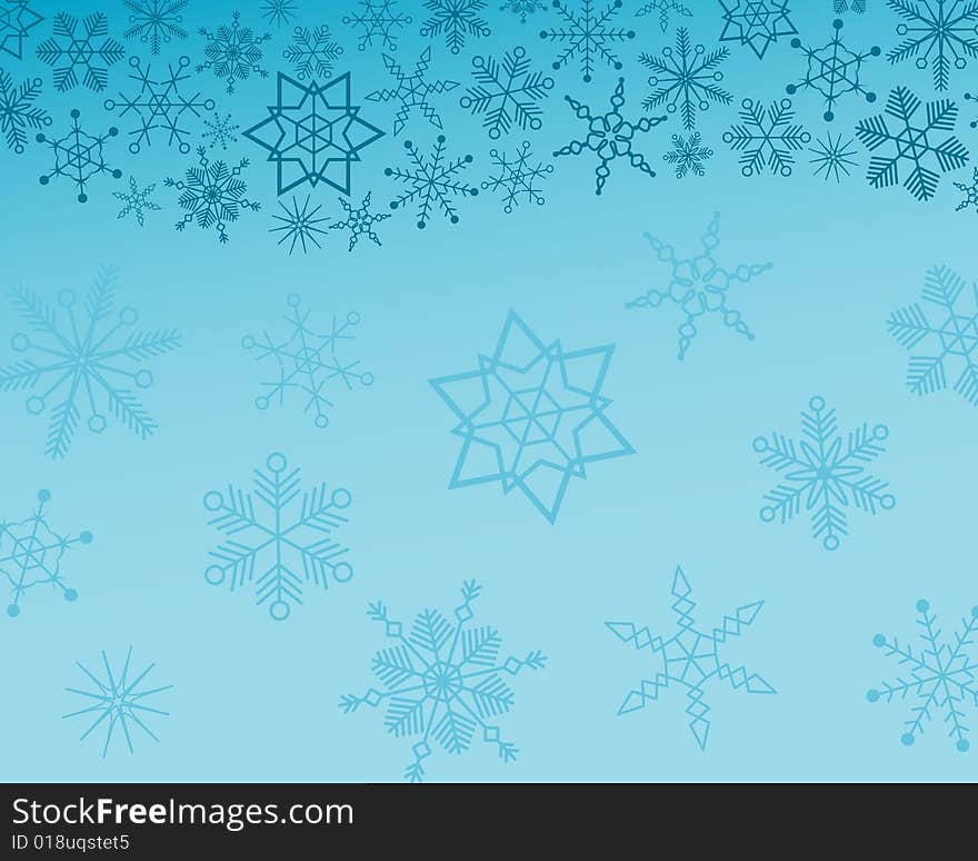 Blue christmas card background with snowflakes