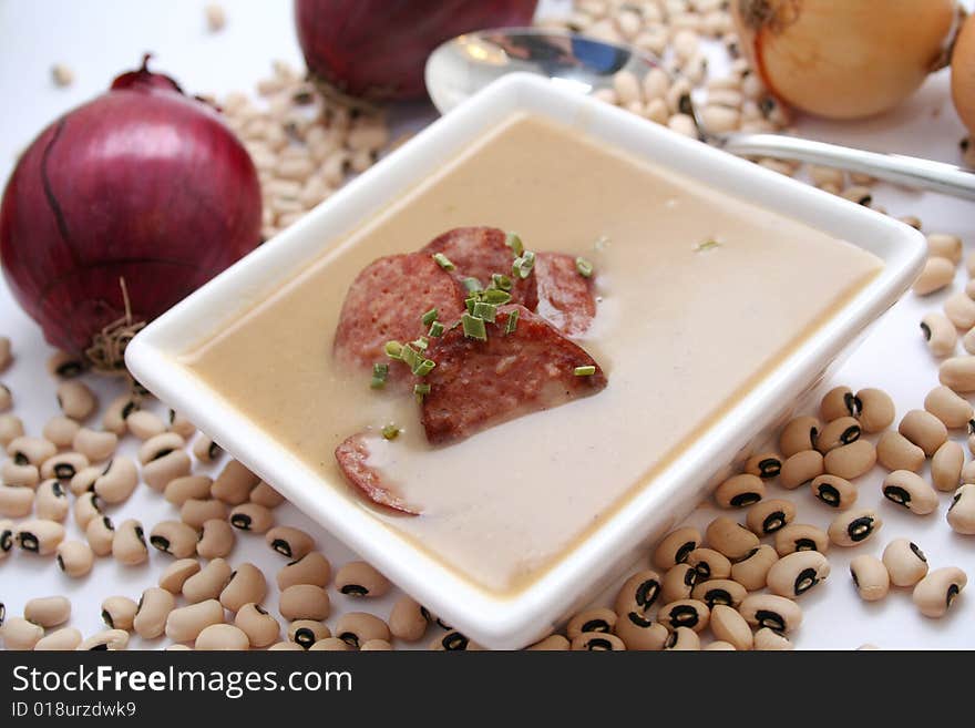 A fresh soup of beans with meat and spices