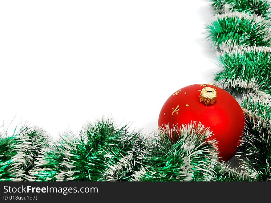 Red christmas ball on a white background