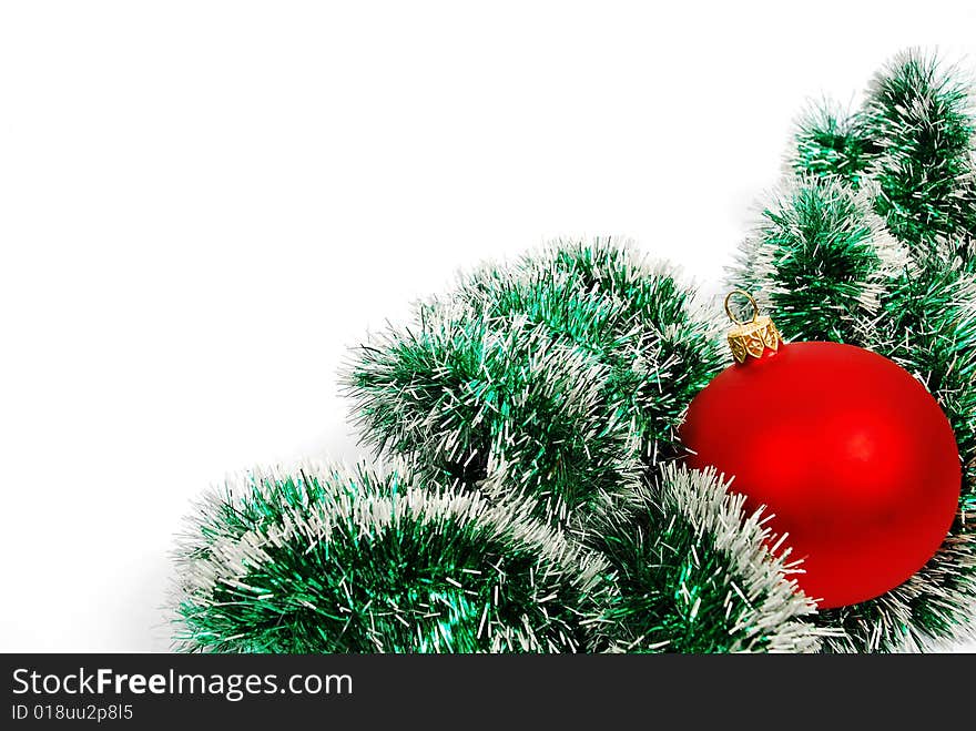 Red christmas ball on a white background