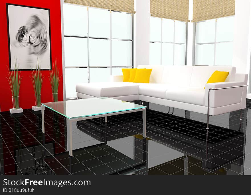 Modern interior with furniture for office