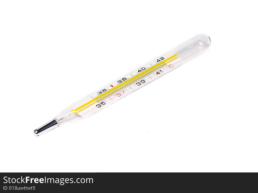 Medical thermometer on the white isolated background