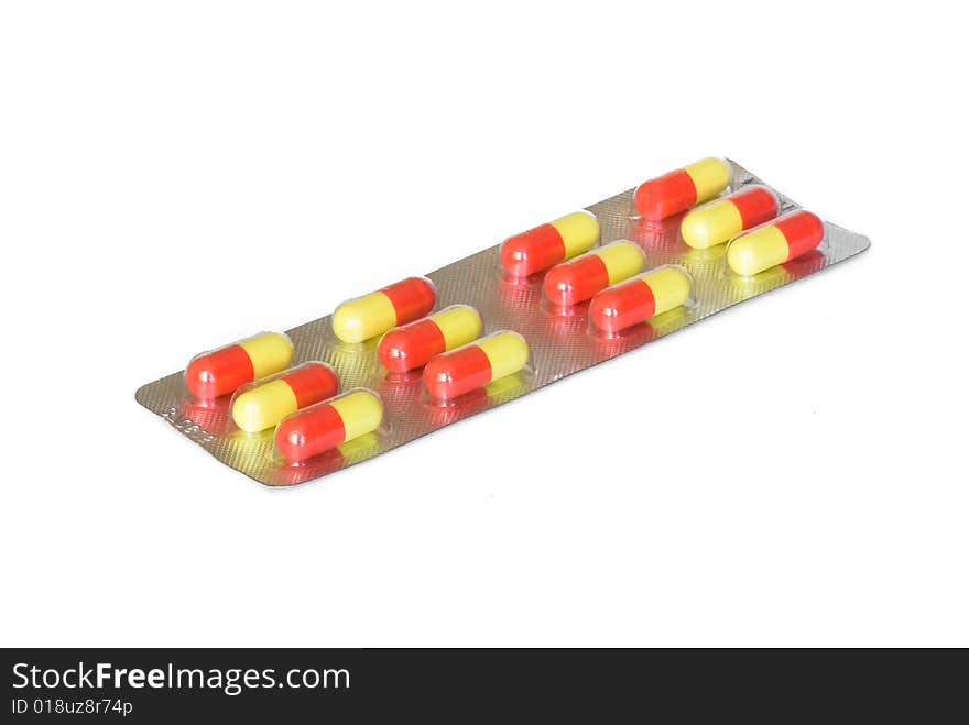 Packs of vitamins on the white isolated background