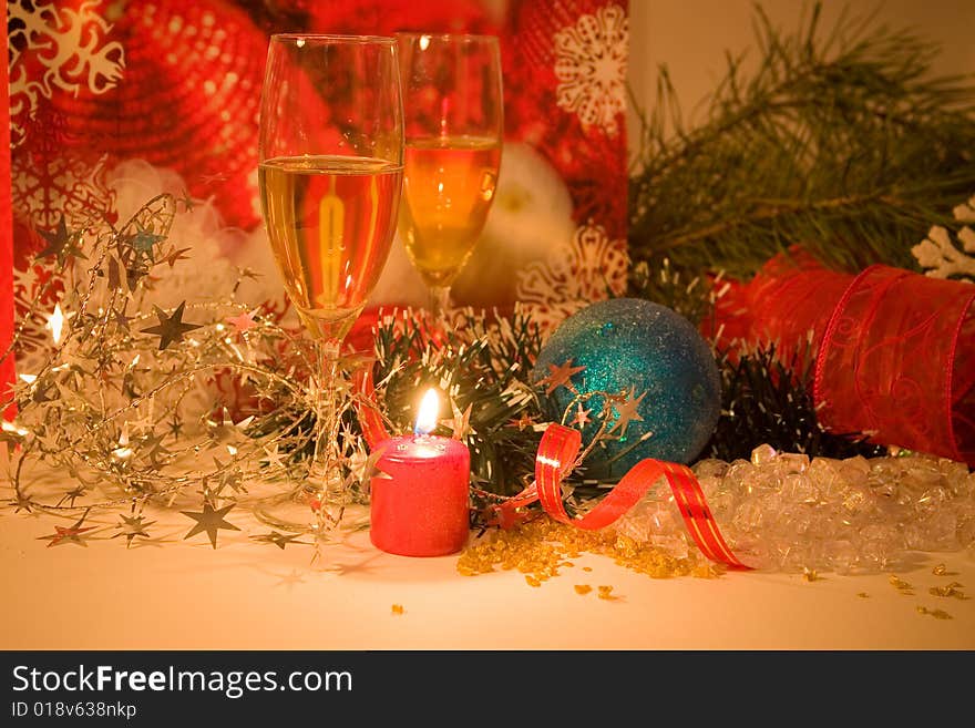 Christmas composition with candle