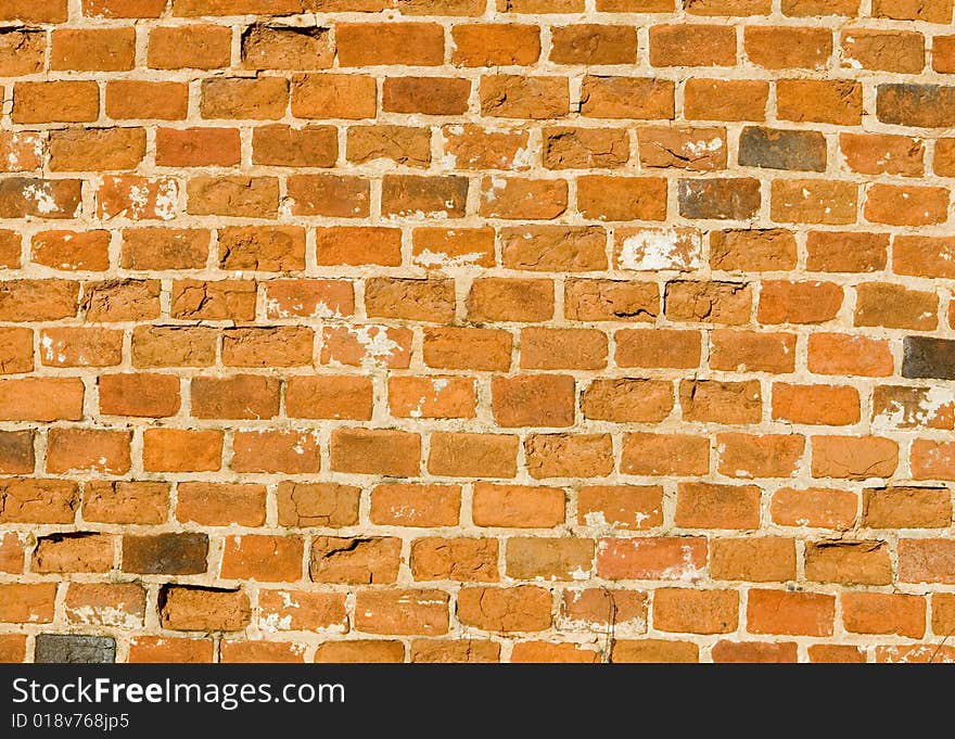 Old wall of red brick. Old wall of red brick