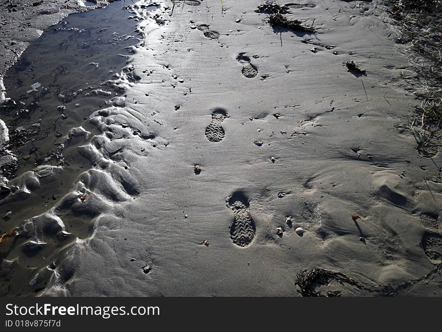 Shoe Prints on the Beach