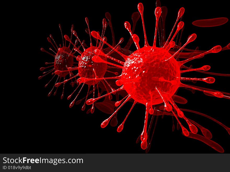 Microbe isolated in black background