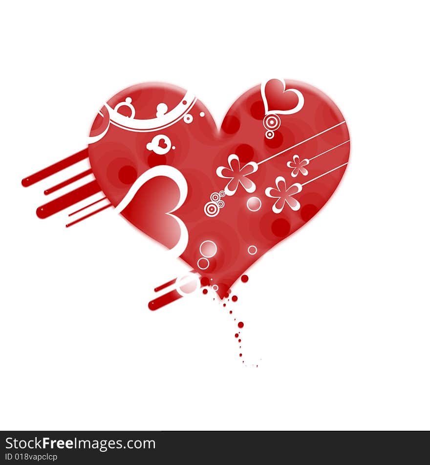 A white background with a special grunge red heart for valentine's day. A white background with a special grunge red heart for valentine's day