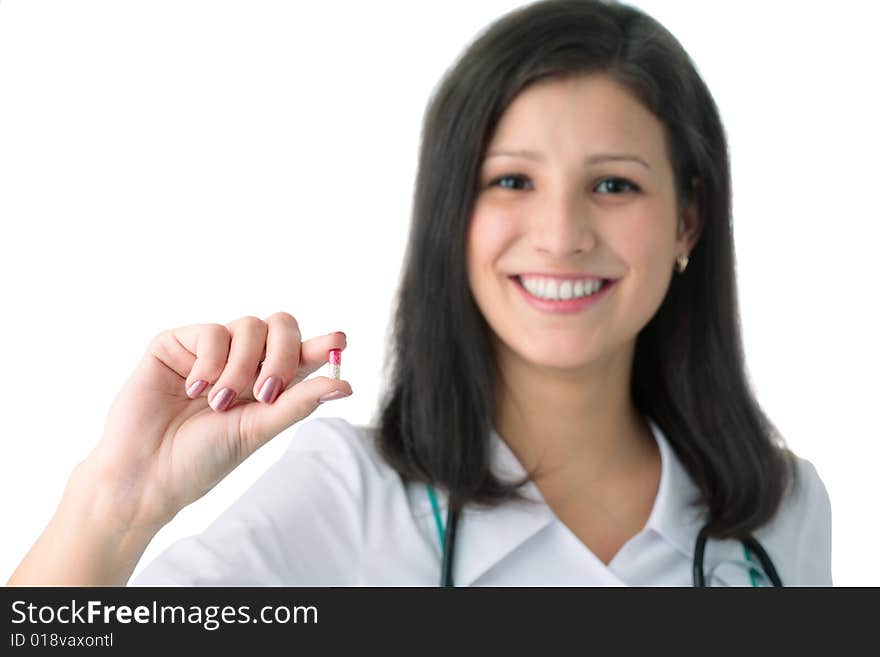 Portrait of a doctor on white background