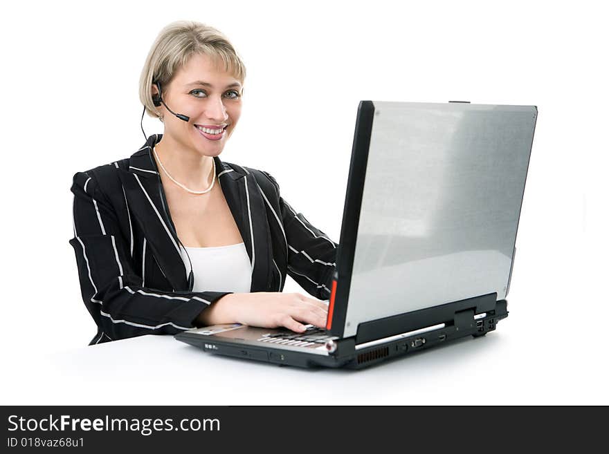 Business woman working on a helpdesk