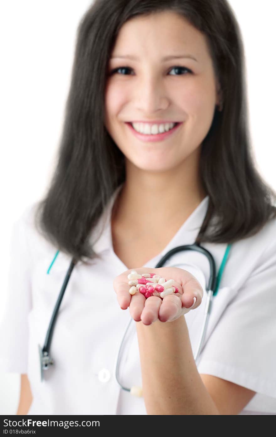 Portrait of a doctor on white background