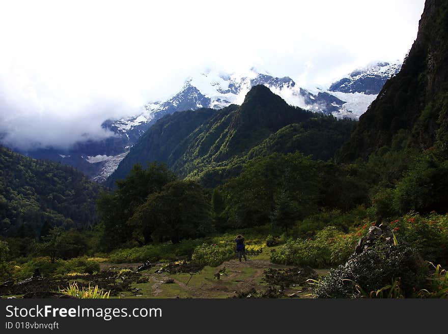 Distant mountains and a county named Yubeng,Yunnan,China. Distant mountains and a county named Yubeng,Yunnan,China