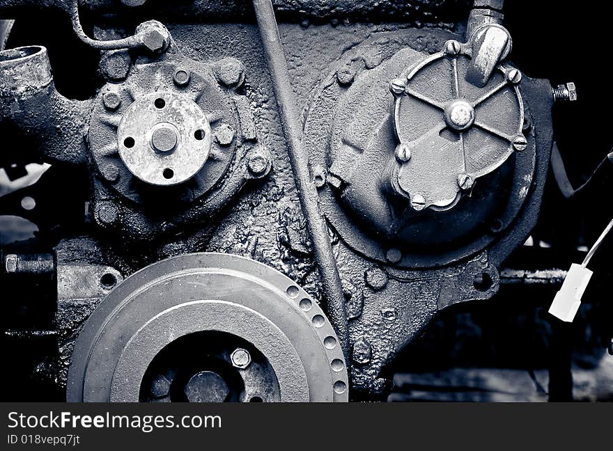 Old Diesel Engine Close-up