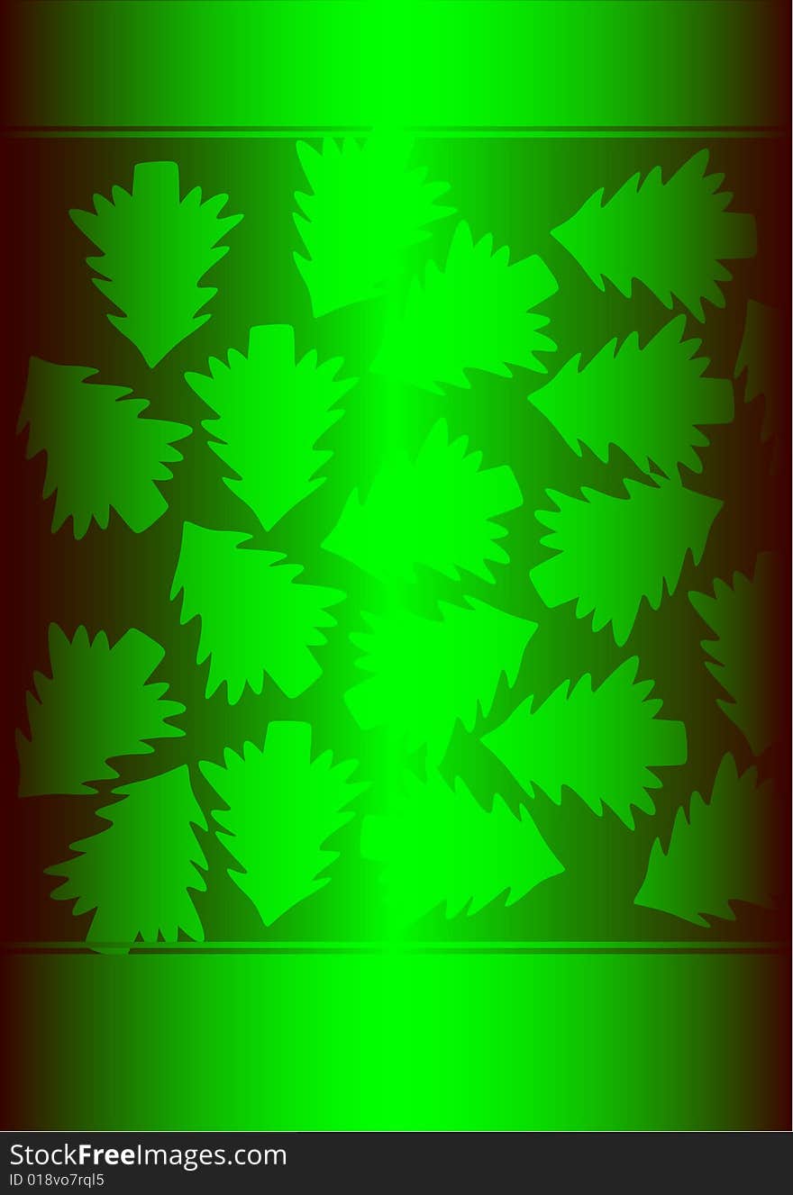 Green background with christmas trees, vector illustration