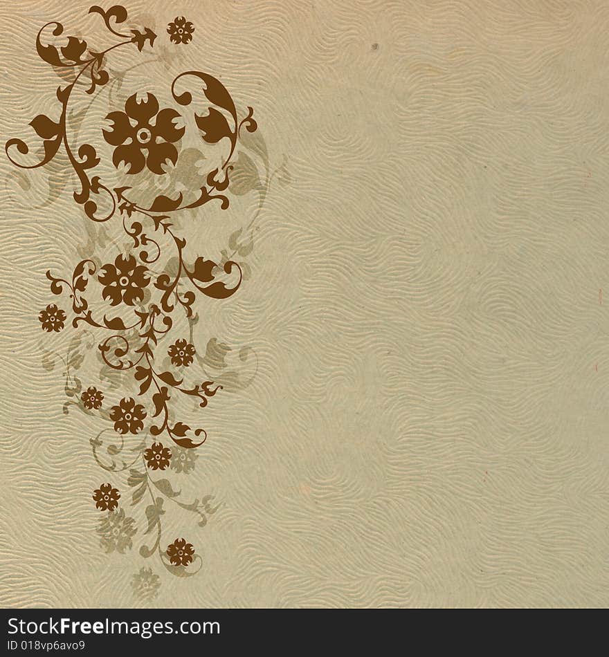 Old paper with baroque floral pattern. Old paper with baroque floral pattern