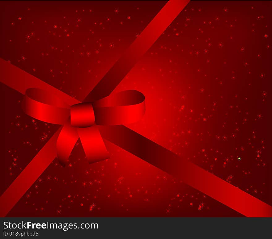 Red background with ribbon, vector illustration