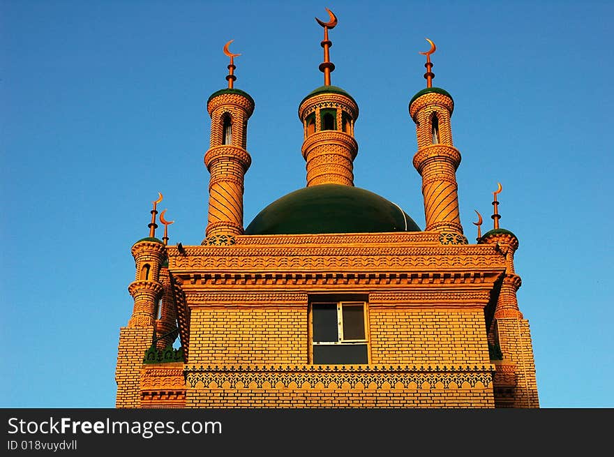 Roof of a mosque in Sinkiang,China