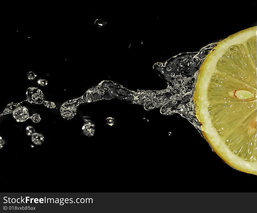 Abstract picture of lemon in water. Abstract picture of lemon in water