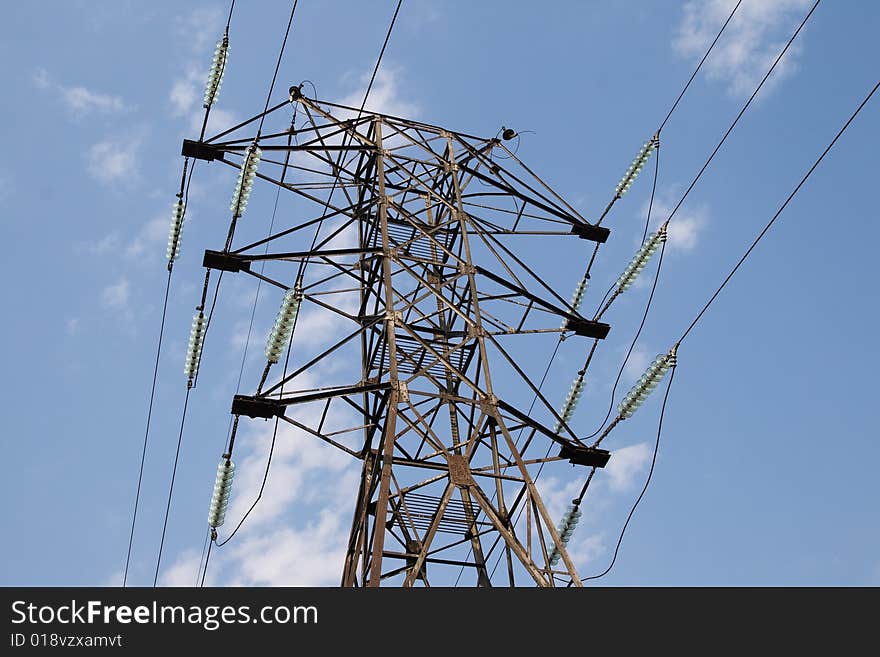 Power transmission tower, view from below