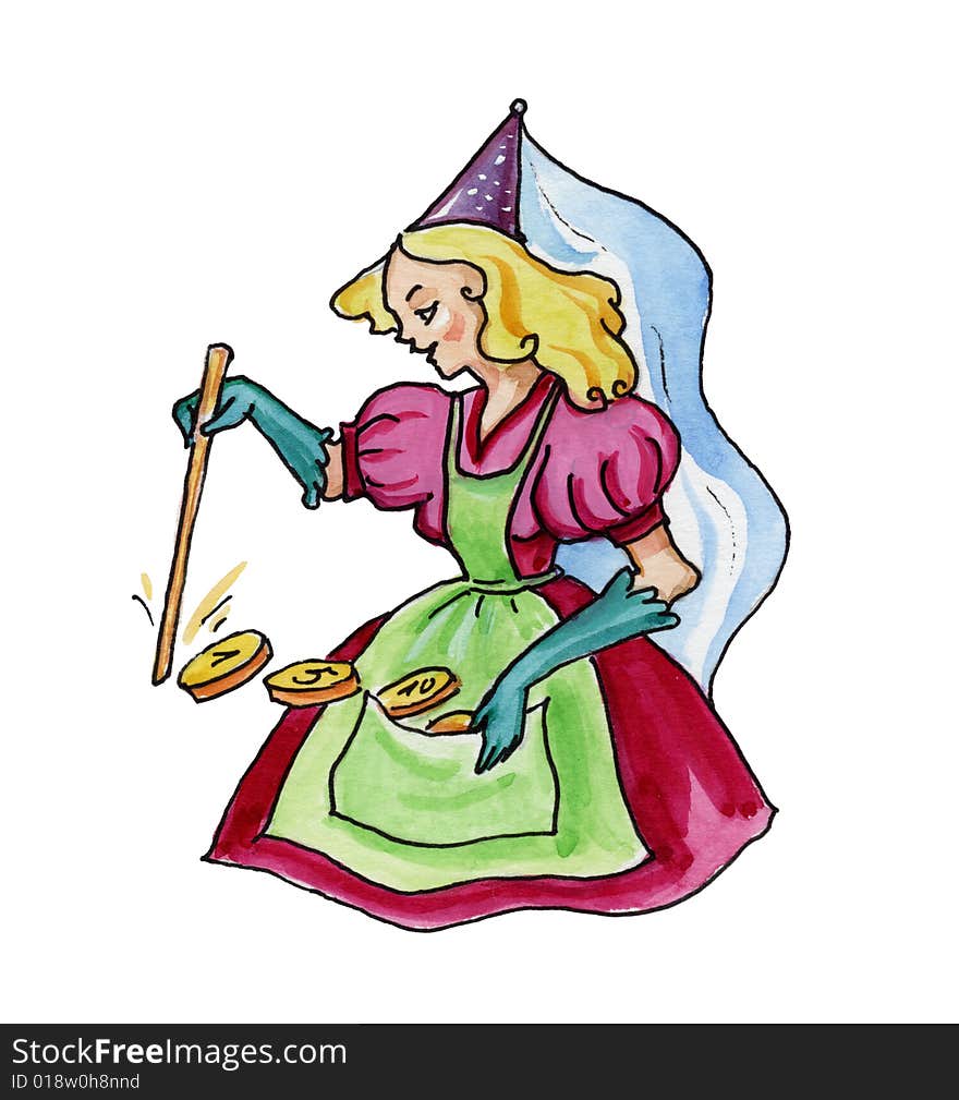 Fairy with a magic wand making money