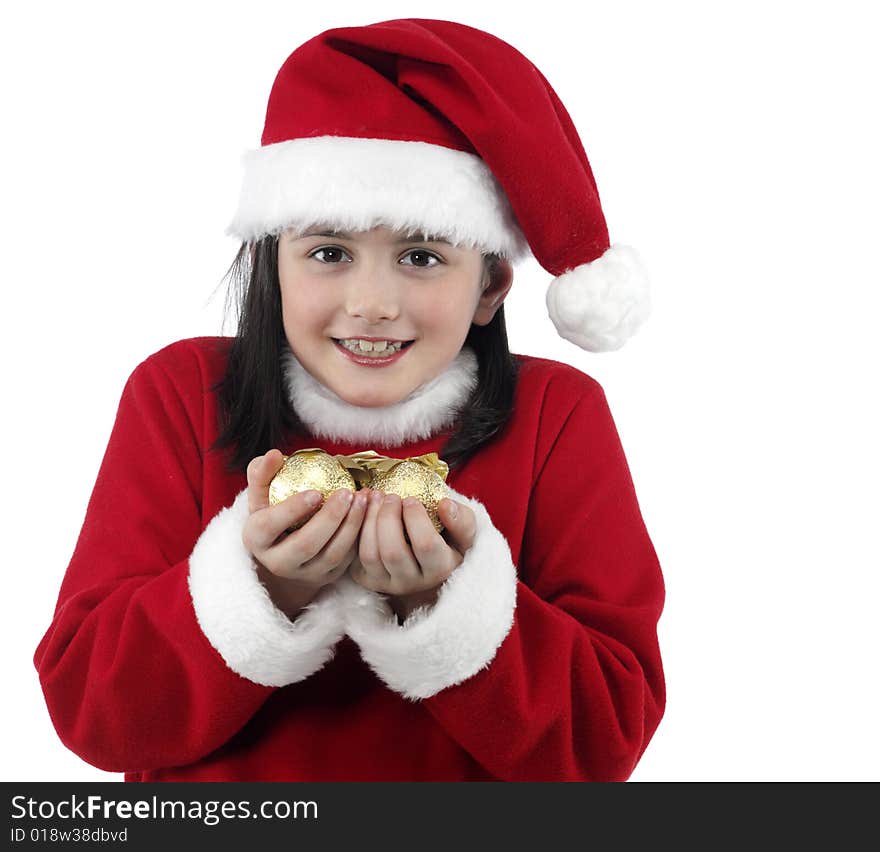 Pretty little girl with Christmas clothes