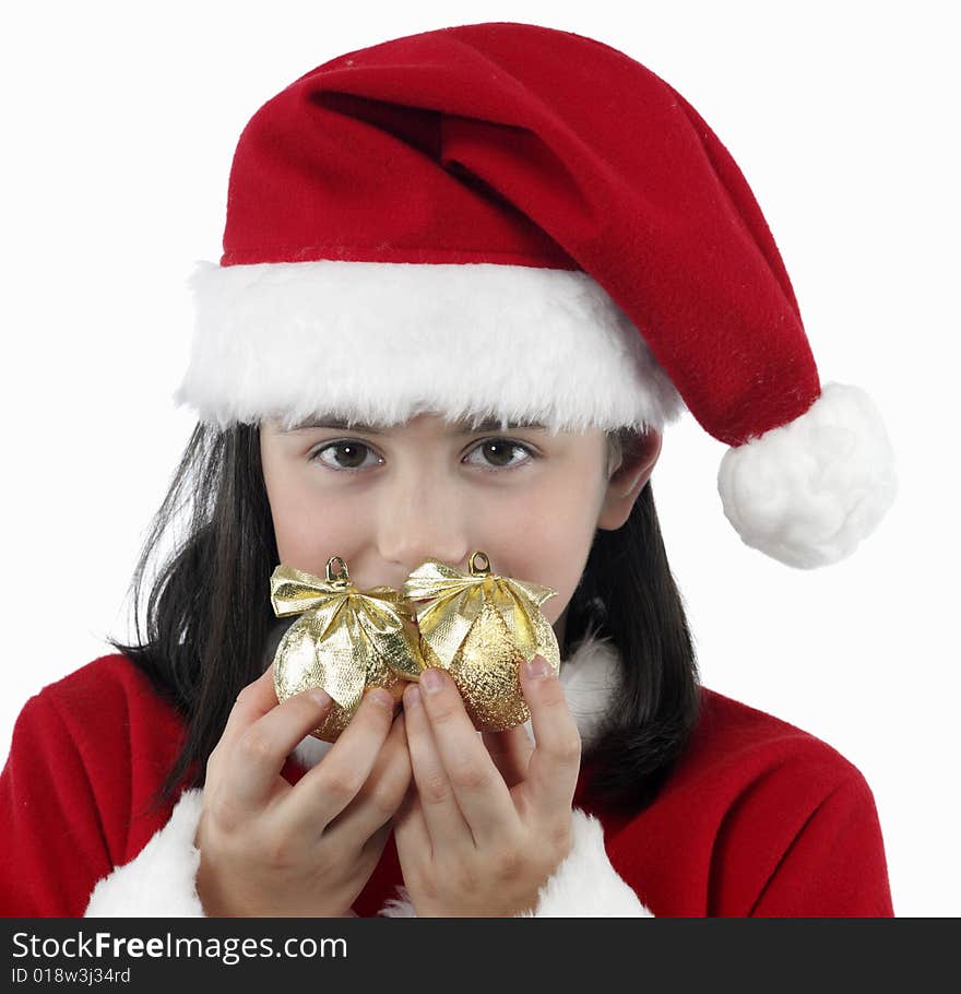 Pretty little girl with Christmas clothes