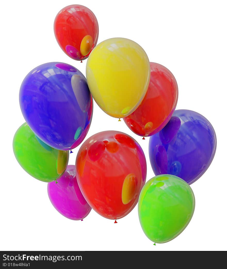 Coloured balloons isolated on white.