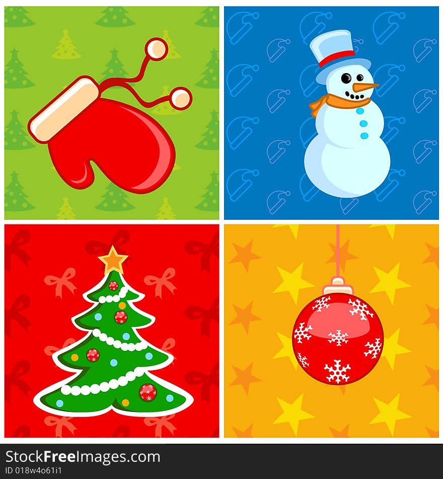 Set of christmas background vector