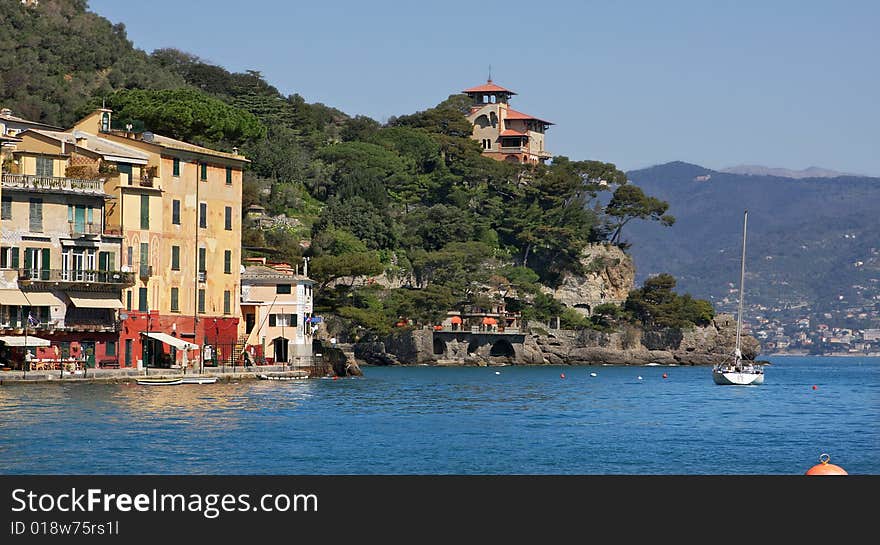 View on Portofino - small village in Liguria, Italy. View on Portofino - small village in Liguria, Italy.